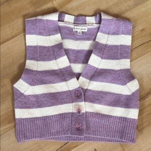 For Love and Lemons Lavender and Cream Striped Cardigan Vest